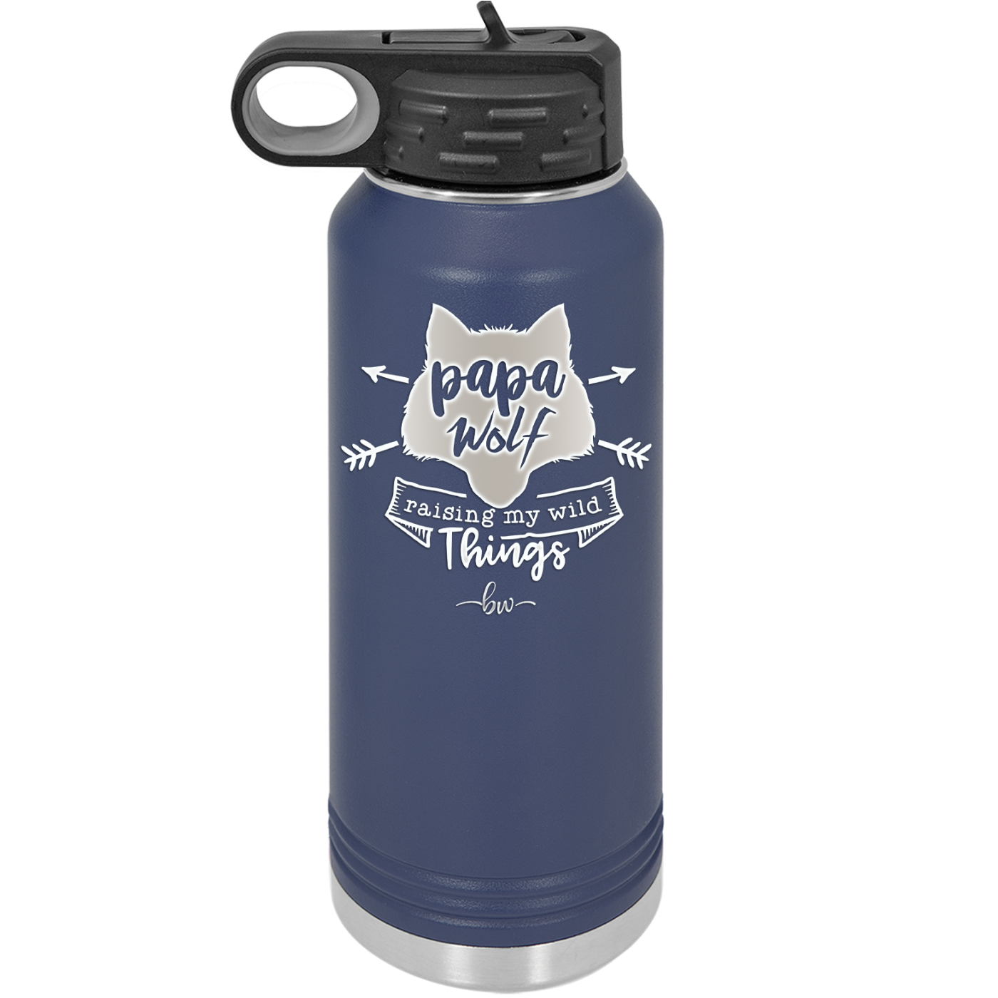 Papa Wolf Raising My Wild Things - Laser Engraved Stainless Steel Drinkware - 2022 -