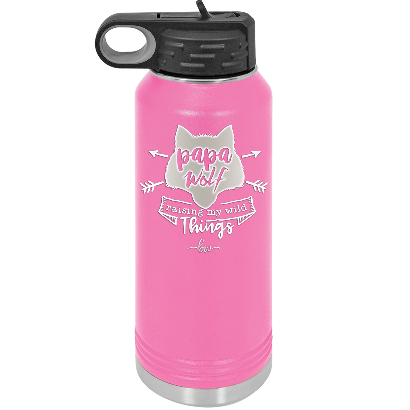 Papa Wolf Raising My Wild Things - Laser Engraved Stainless Steel Drinkware - 2022 -