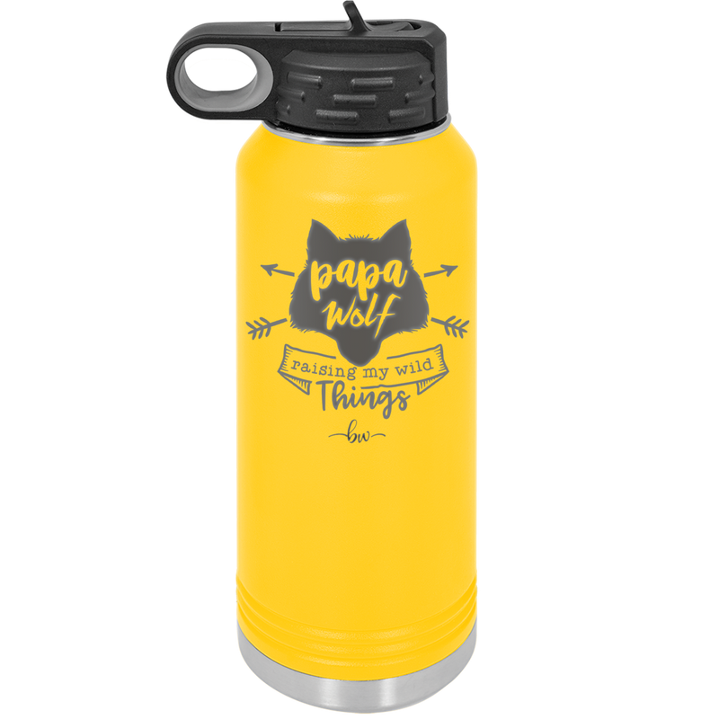 Papa Wolf Raising My Wild Things - Laser Engraved Stainless Steel Drinkware - 2022 -