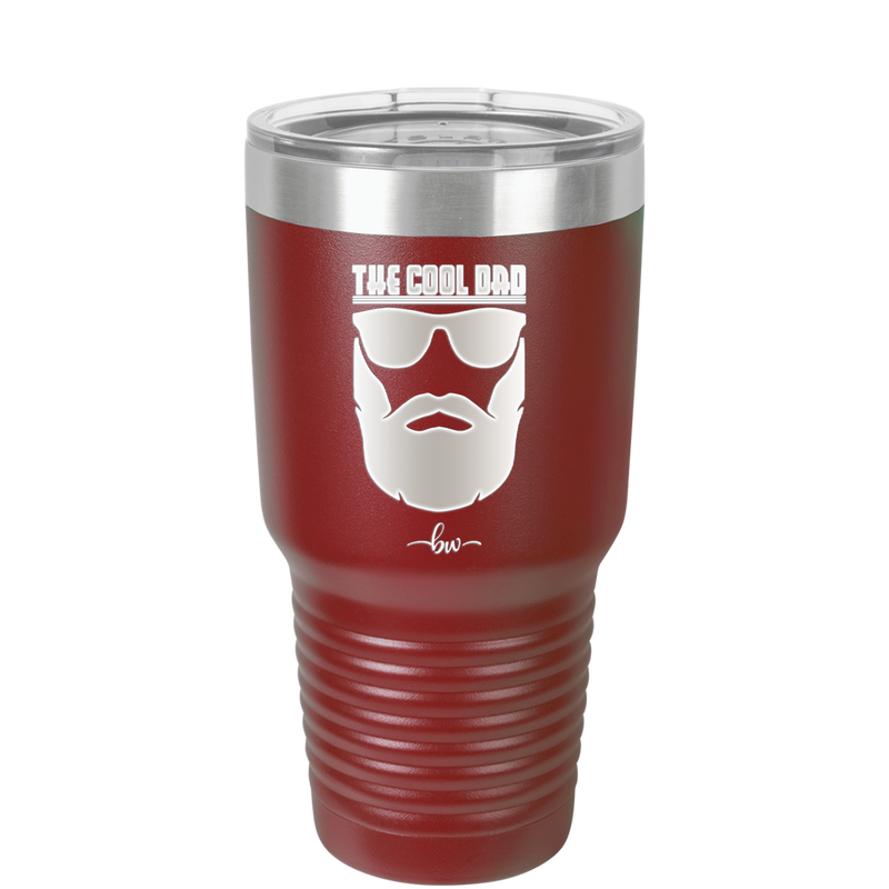 The Cool Dad Sunglasses with Beard - Laser Engraved Stainless Steel Drinkware - 2045 -
