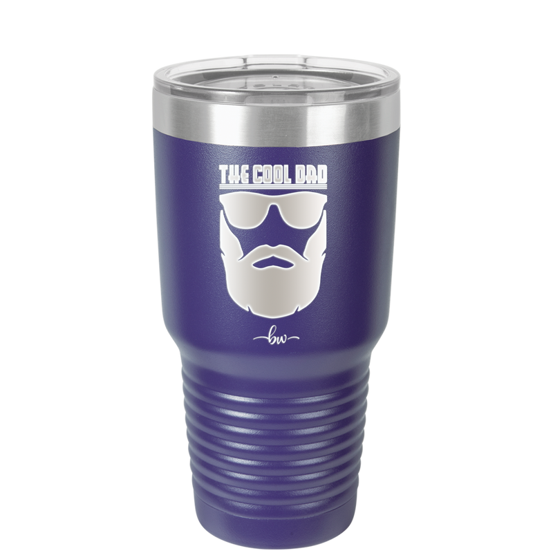 The Cool Dad Sunglasses with Beard - Laser Engraved Stainless Steel Drinkware - 2045 -