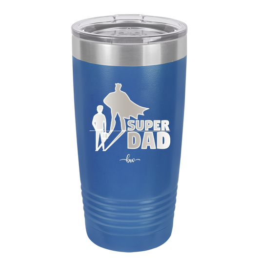 Super Dad with Cape Silhouette - Laser Engraved Stainless Steel Drinkware - 2046 -