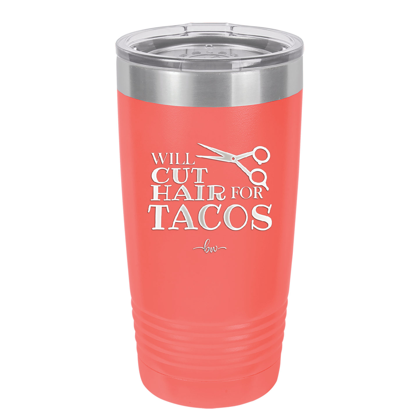 Will Cut Hair for Tacos - Laser Engraved Stainless Steel Drinkware - 2128 -