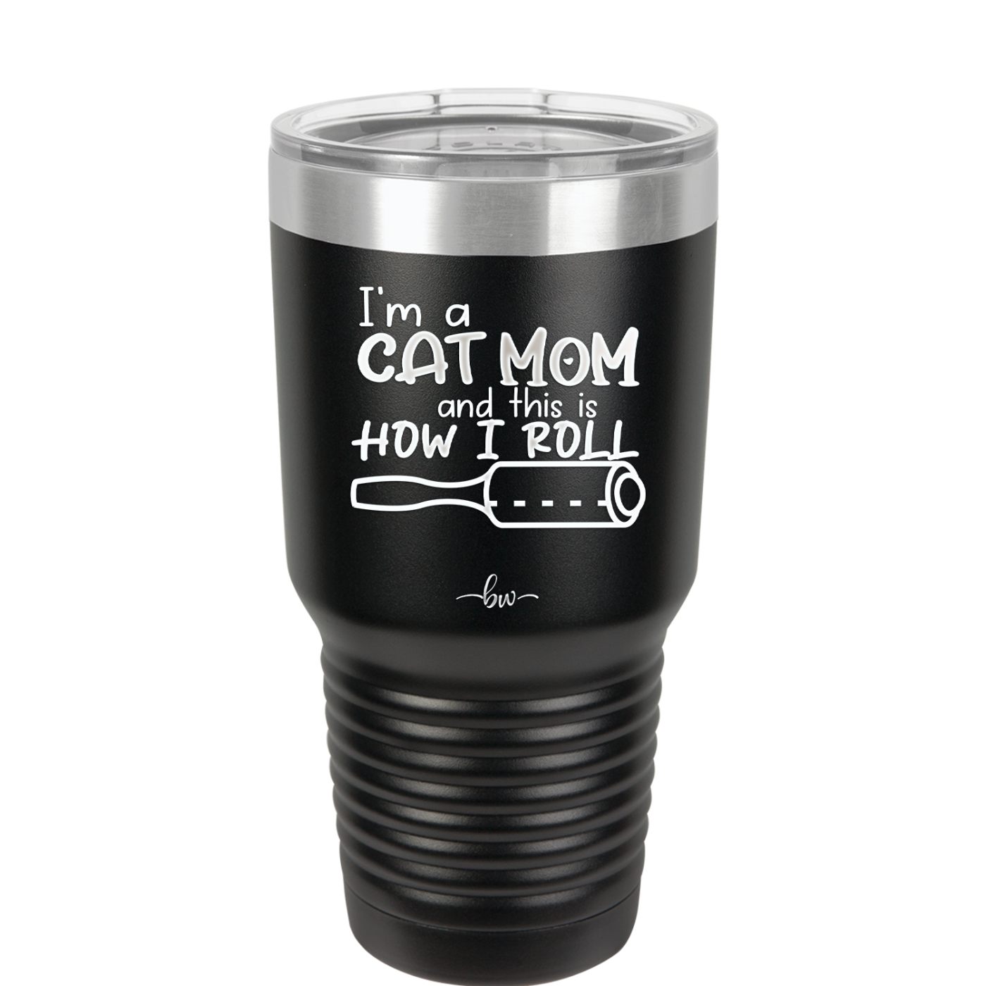 I'm a Cat Mom and This is How I Roll - Laser Engraved Stainless Steel Drinkware - 2184 -