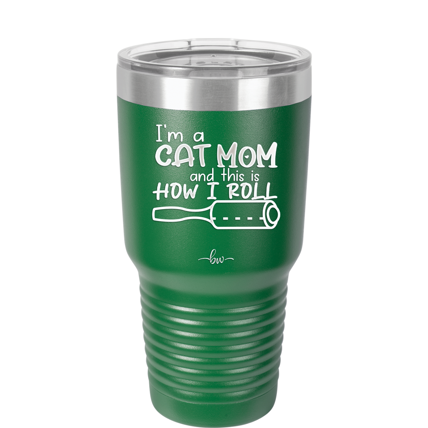 I'm a Cat Mom and This is How I Roll - Laser Engraved Stainless Steel Drinkware - 2184 -