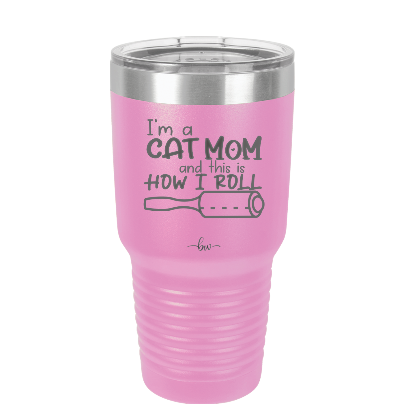 I'm a Cat Mom and This is How I Roll - Laser Engraved Stainless Steel Drinkware - 2184 -