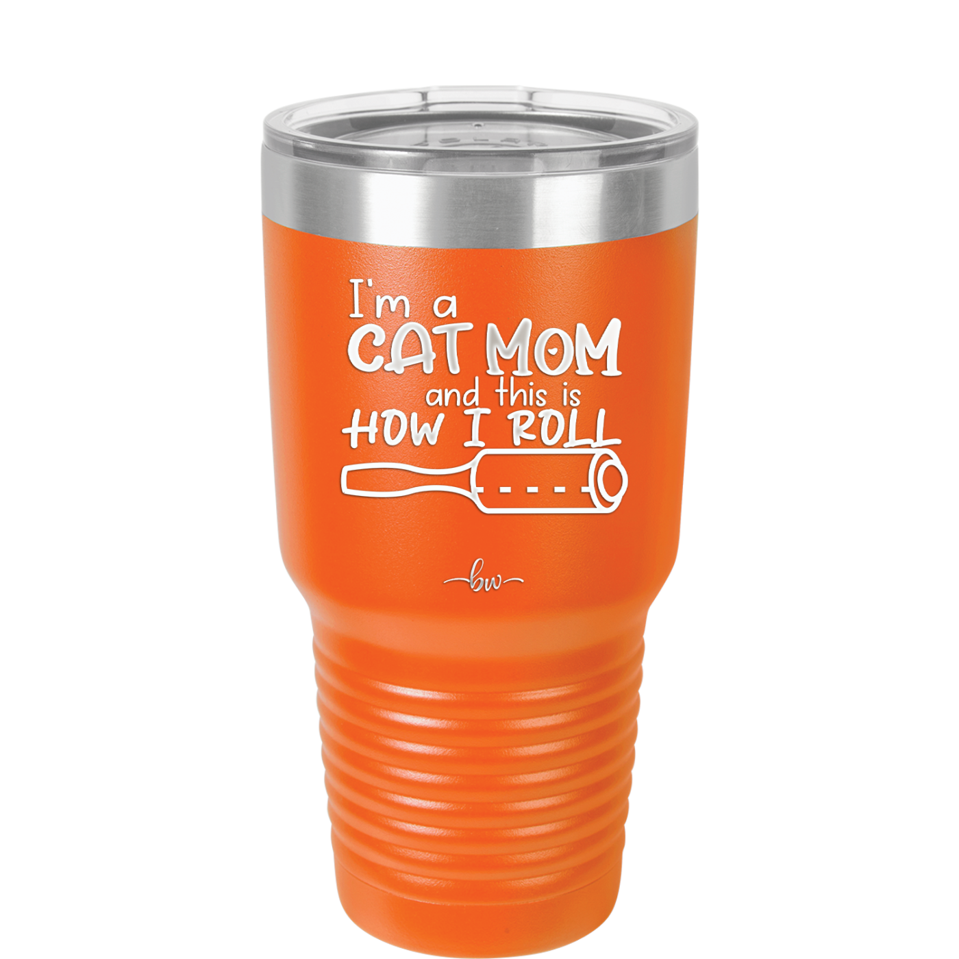 I'm a Cat Mom and This is How I Roll - Laser Engraved Stainless Steel Drinkware - 2184 -