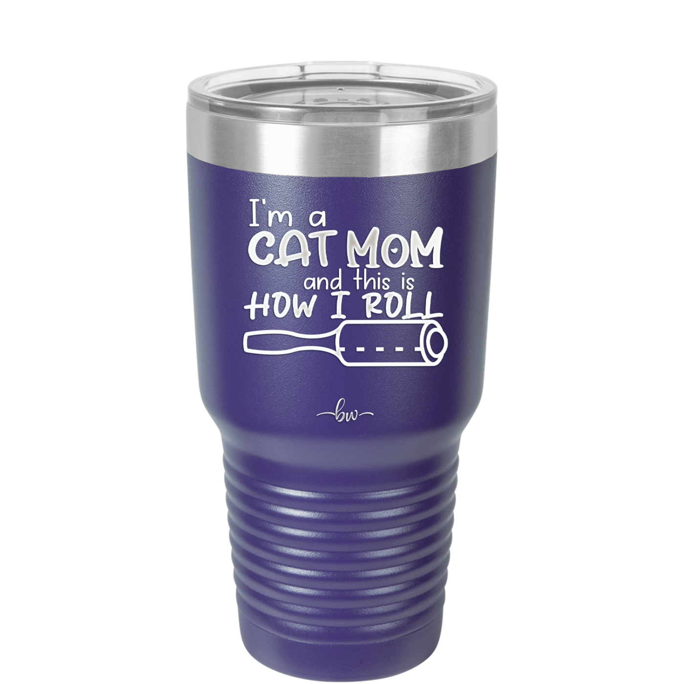 I'm a Cat Mom and This is How I Roll - Laser Engraved Stainless Steel Drinkware - 2184 -