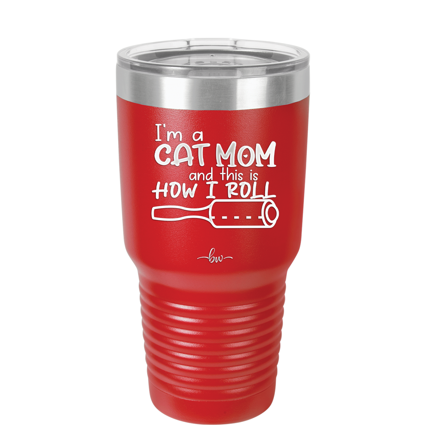 I'm a Cat Mom and This is How I Roll - Laser Engraved Stainless Steel Drinkware - 2184 -
