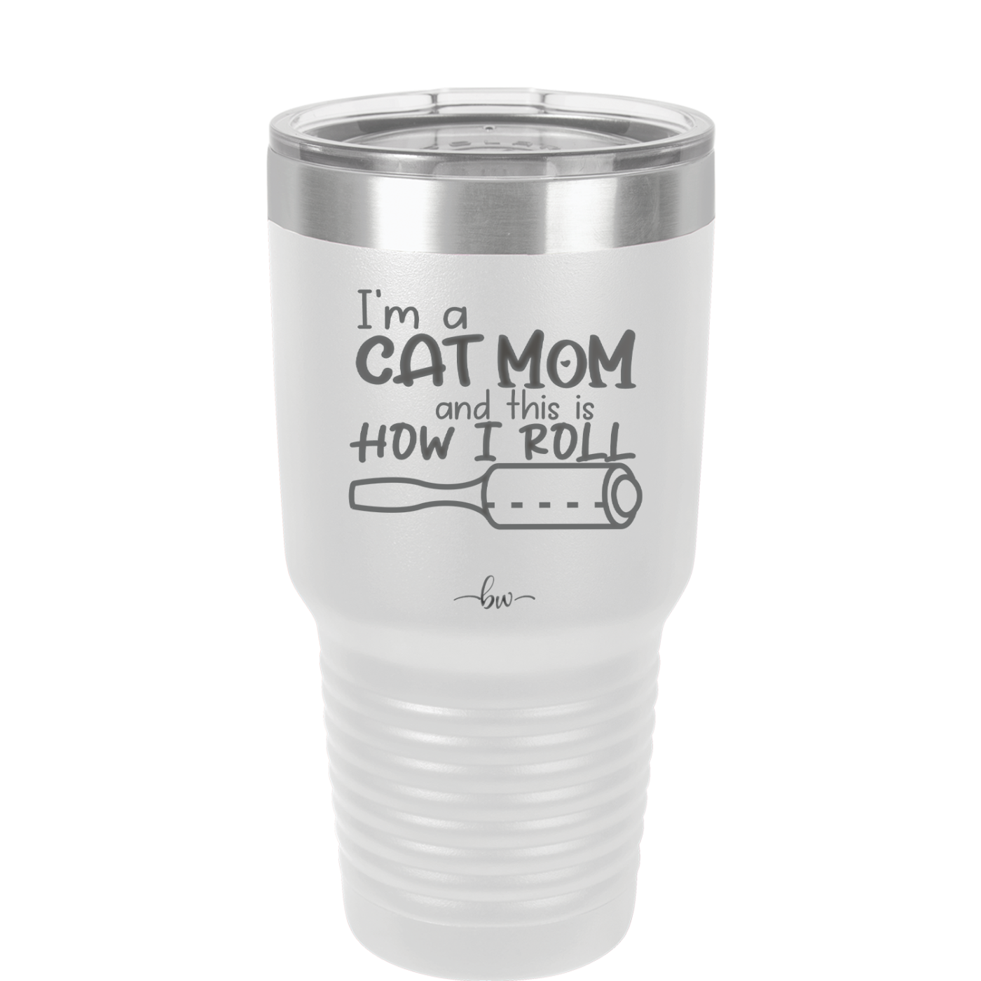 I'm a Cat Mom and This is How I Roll - Laser Engraved Stainless Steel Drinkware - 2184 -