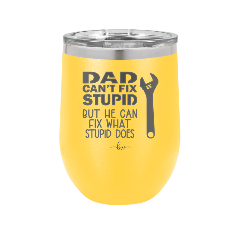 Dad Can't Fix Stupid But He Can Fix What Stupid Does - Laser Engraved Stainless Steel Drinkware - 2193 -