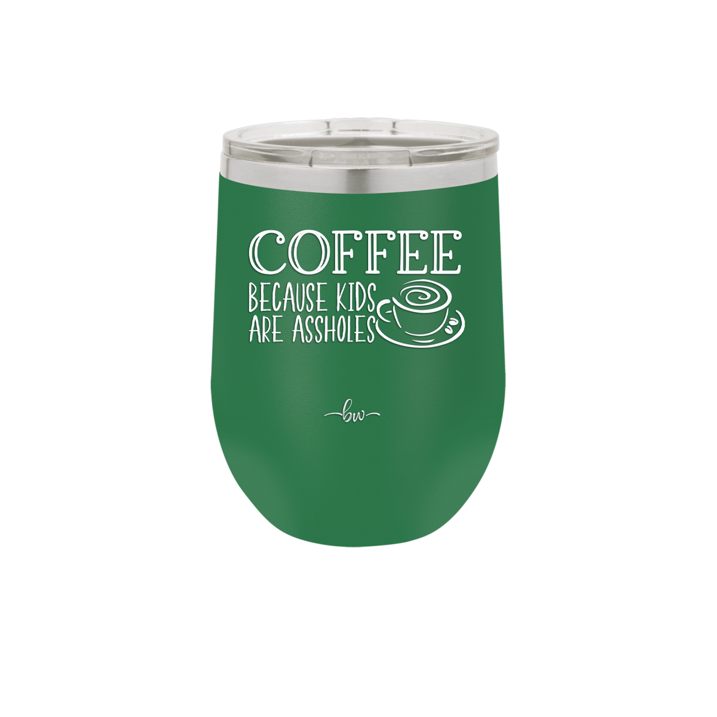 Coffee Because Kids Are Assholes with Cup and Saucer - Laser Engraved Stainless Steel Drinkware - 2199 -