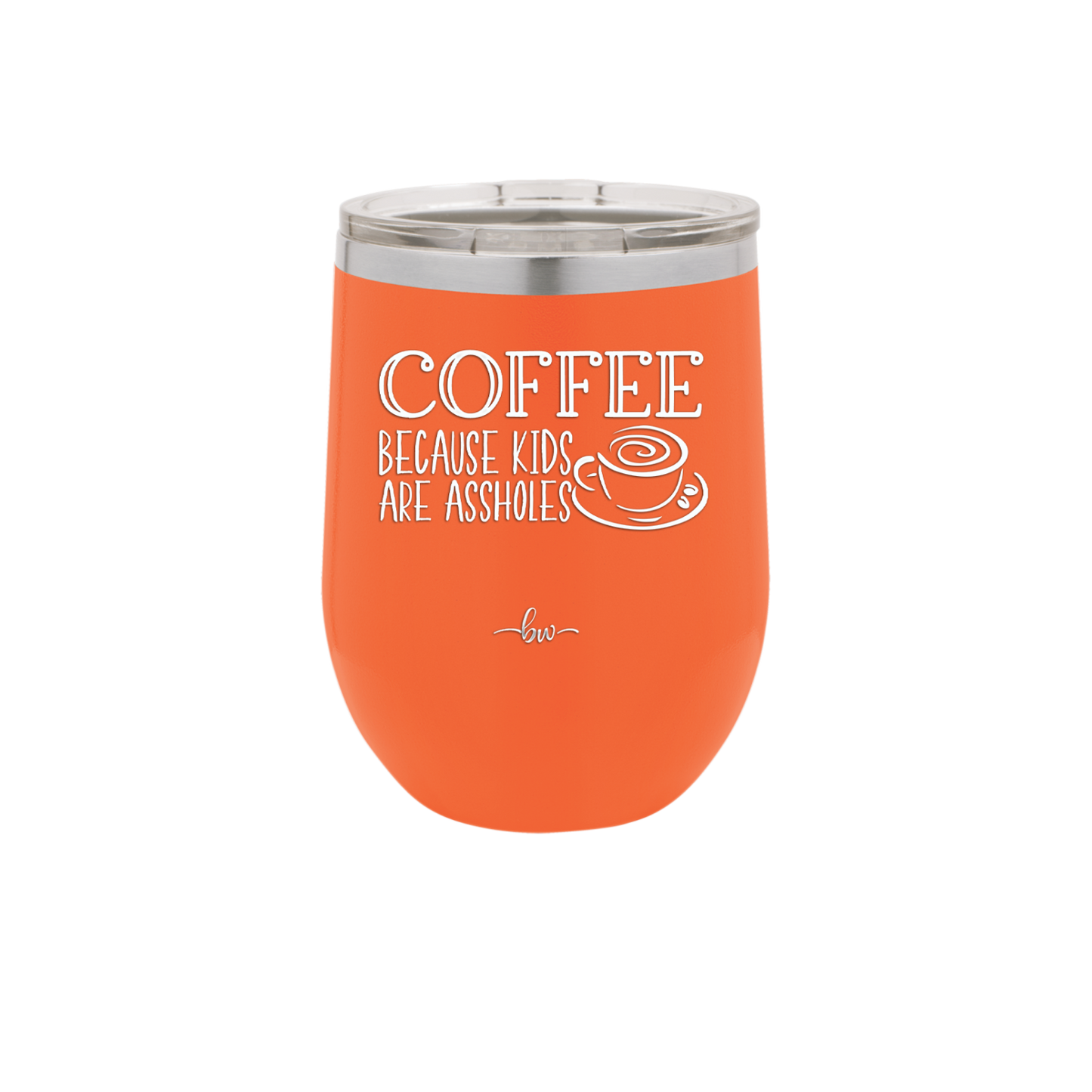 Coffee Because Kids Are Assholes with Cup and Saucer - Laser Engraved Stainless Steel Drinkware - 2199 -