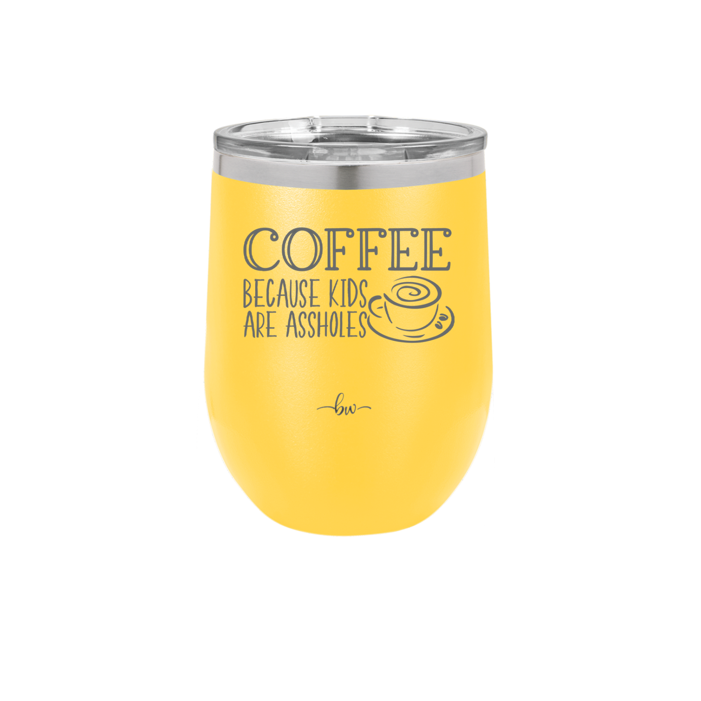 Coffee Because Kids Are Assholes with Cup and Saucer - Laser Engraved Stainless Steel Drinkware - 2199 -