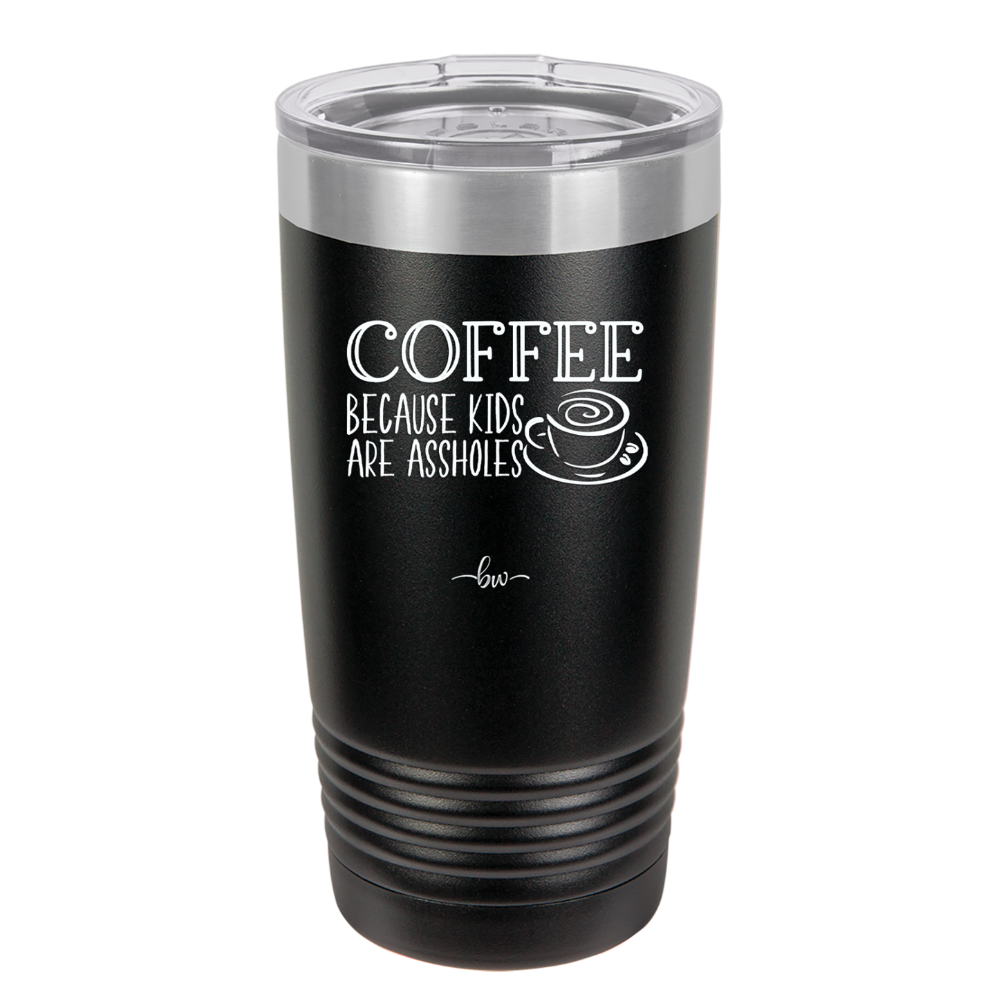 Coffee Because Kids Are Assholes with Cup and Saucer - Laser Engraved Stainless Steel Drinkware - 2199 -