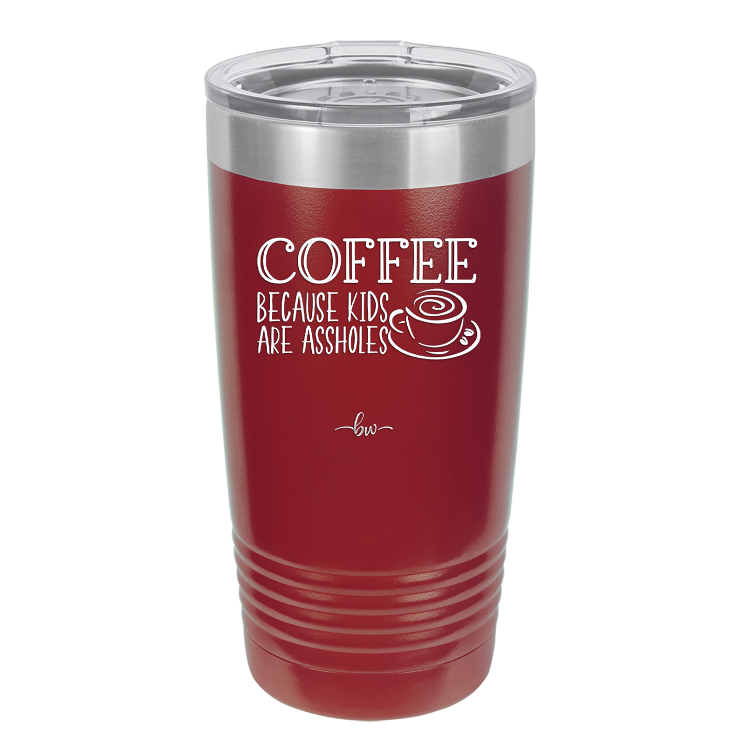 Coffee Because Kids Are Assholes with Cup and Saucer - Laser Engraved Stainless Steel Drinkware - 2199 -