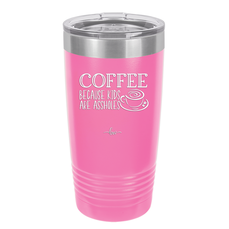 Coffee Because Kids Are Assholes with Cup and Saucer - Laser Engraved Stainless Steel Drinkware - 2199 -