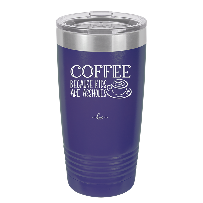 Coffee Because Kids Are Assholes with Cup and Saucer - Laser Engraved Stainless Steel Drinkware - 2199 -