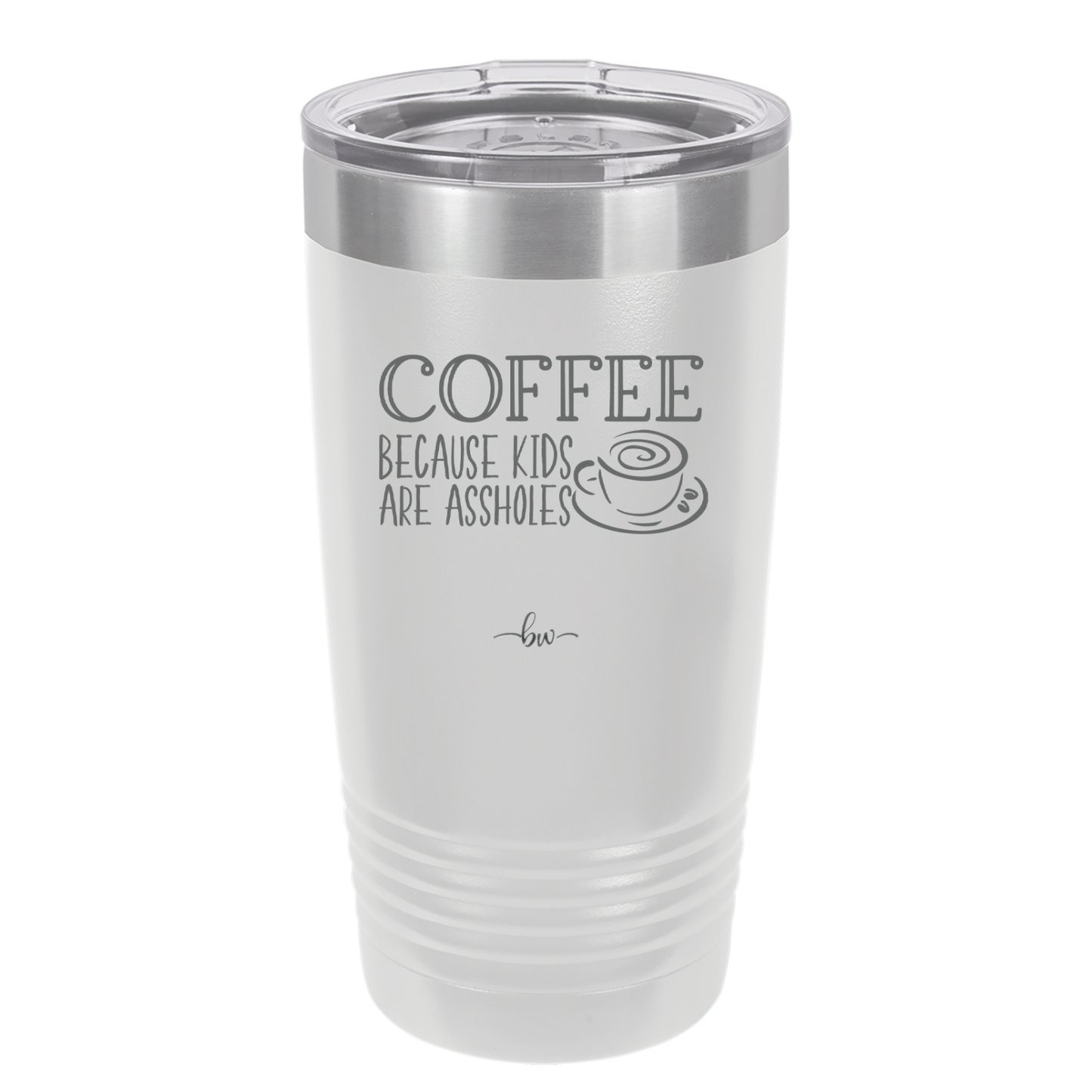 Coffee Because Kids Are Assholes with Cup and Saucer - Laser Engraved Stainless Steel Drinkware - 2199 -