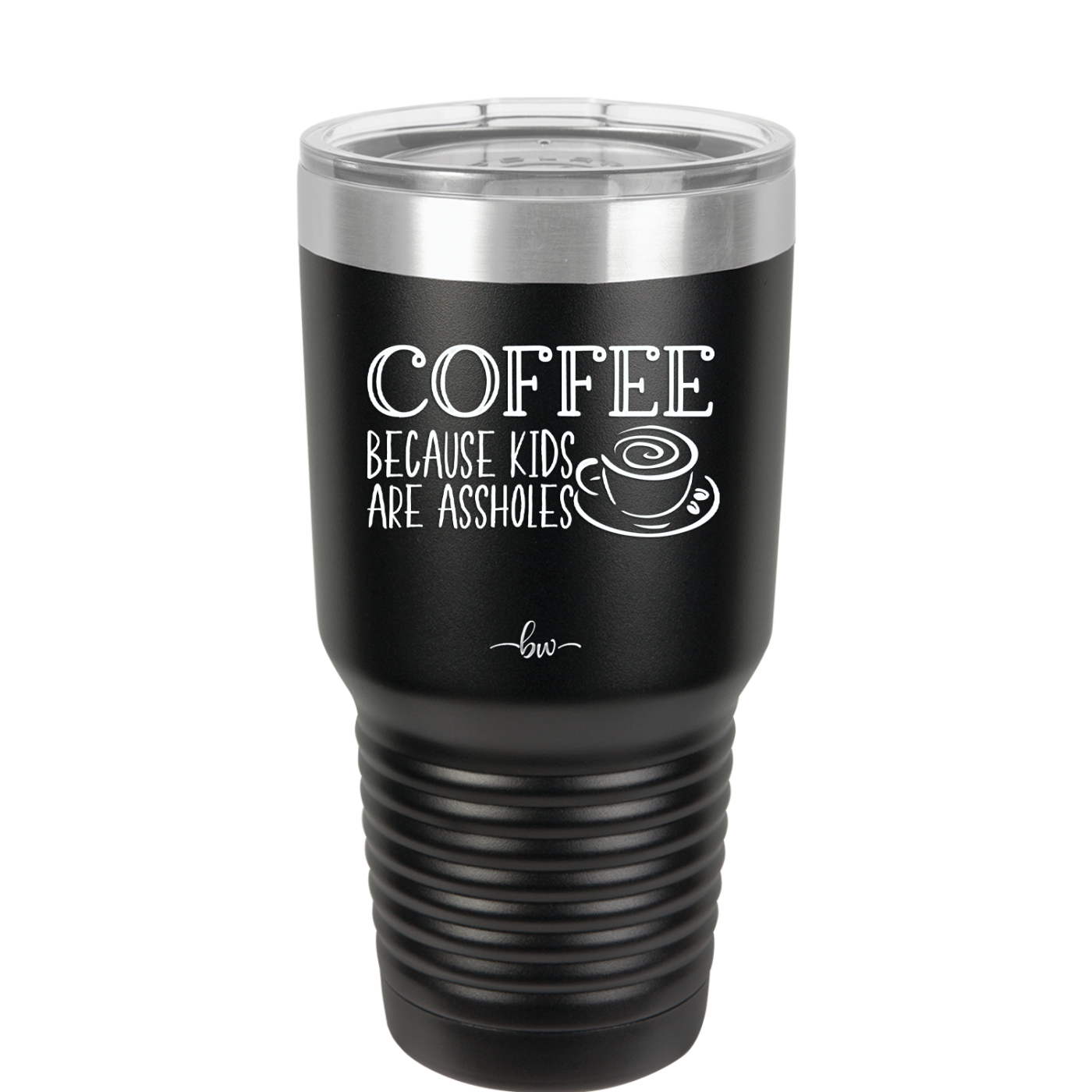 Coffee Because Kids Are Assholes with Cup and Saucer - Laser Engraved Stainless Steel Drinkware - 2199 -