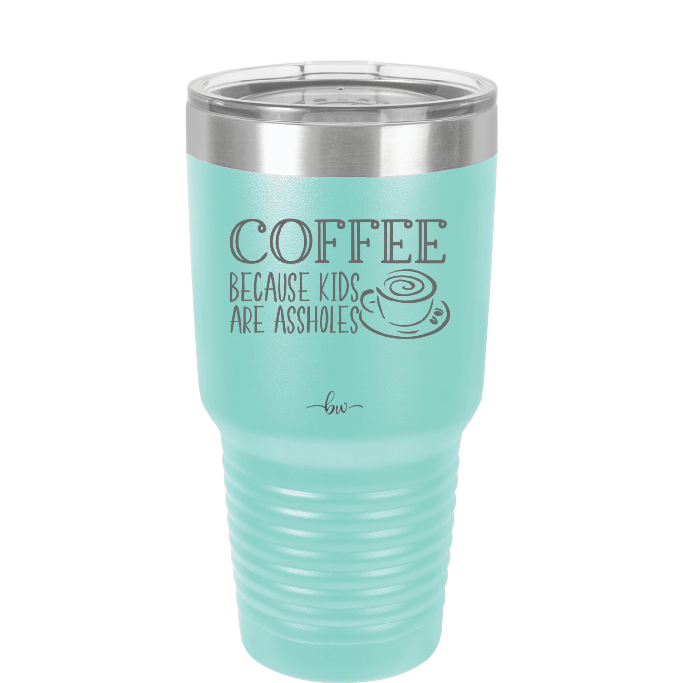 Coffee Because Kids Are Assholes with Cup and Saucer - Laser Engraved Stainless Steel Drinkware - 2199 -