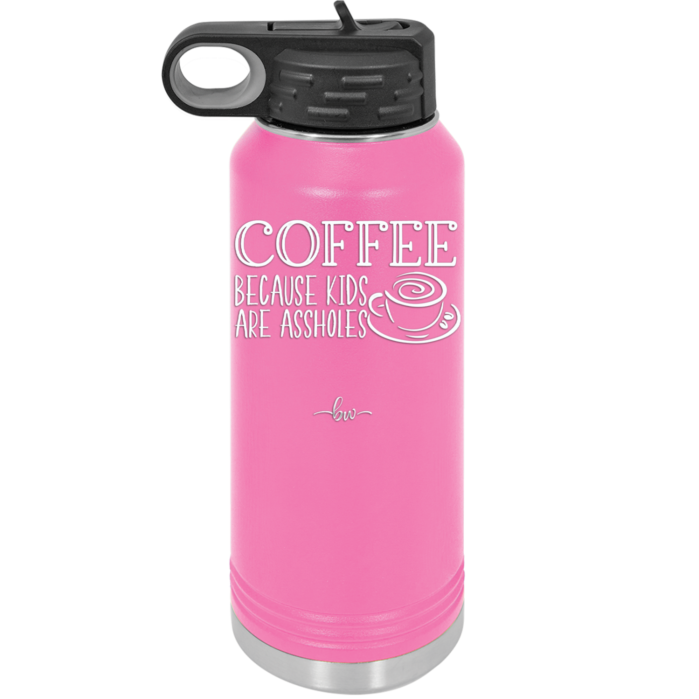Coffee Because Kids Are Assholes with Cup and Saucer - Laser Engraved Stainless Steel Drinkware - 2199 -