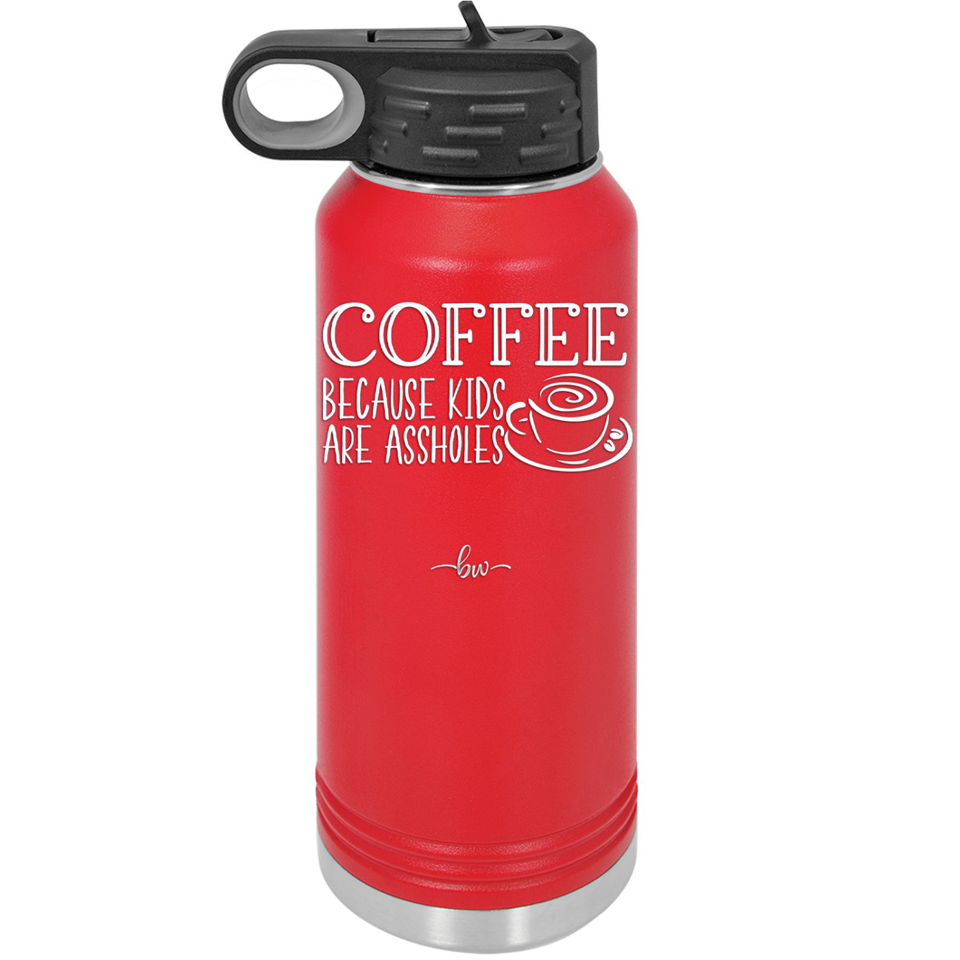 Coffee Because Kids Are Assholes with Cup and Saucer - Laser Engraved Stainless Steel Drinkware - 2199 -
