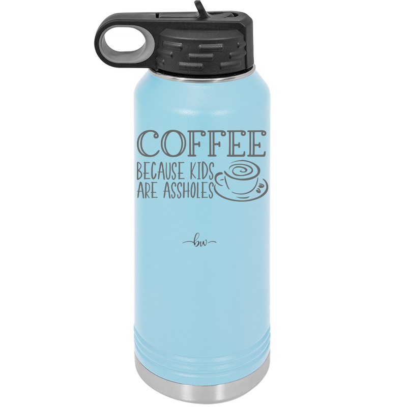 Coffee Because Kids Are Assholes with Cup and Saucer - Laser Engraved Stainless Steel Drinkware - 2199 -