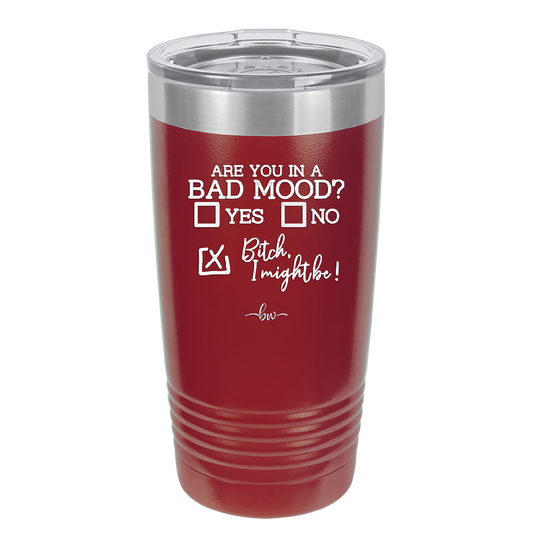 Are You in a Bad Mood Yes No Bitch I Might Be - Laser Engraved Stainless Steel Drinkware - 2207 -
