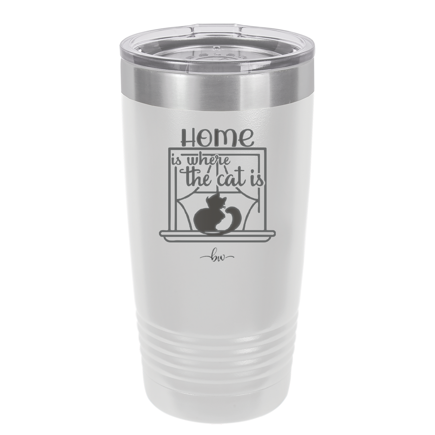 Home is Where the Cat is - Laser Engraved Stainless Steel Drinkware - 2370 -