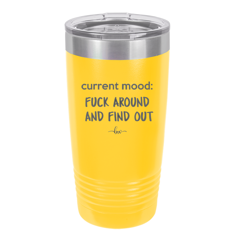 Current Mood: Fuck Around and Find Out - Laser Engraved Stainless Steel Drinkware - 2382 -