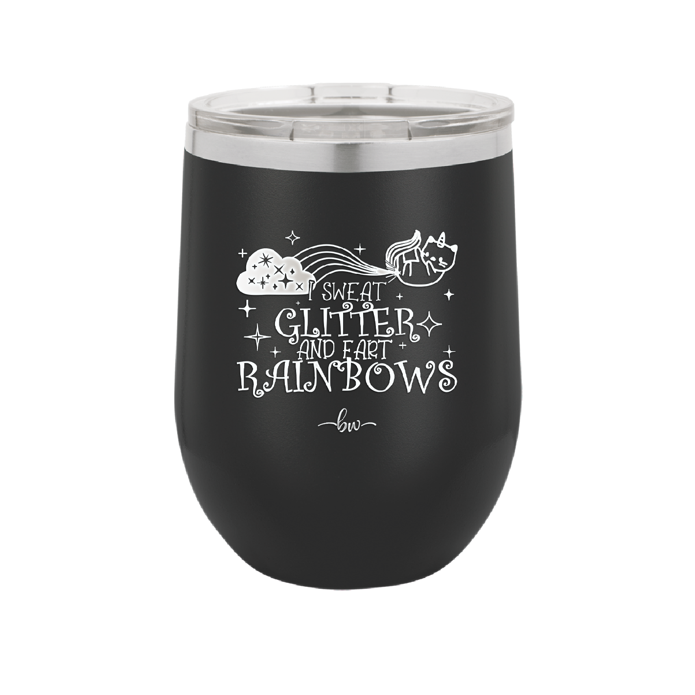 I Sweat Glitter and Fart Rainbows Cat - Laser Engraved Stainless Steel Drinkware - 2397 -