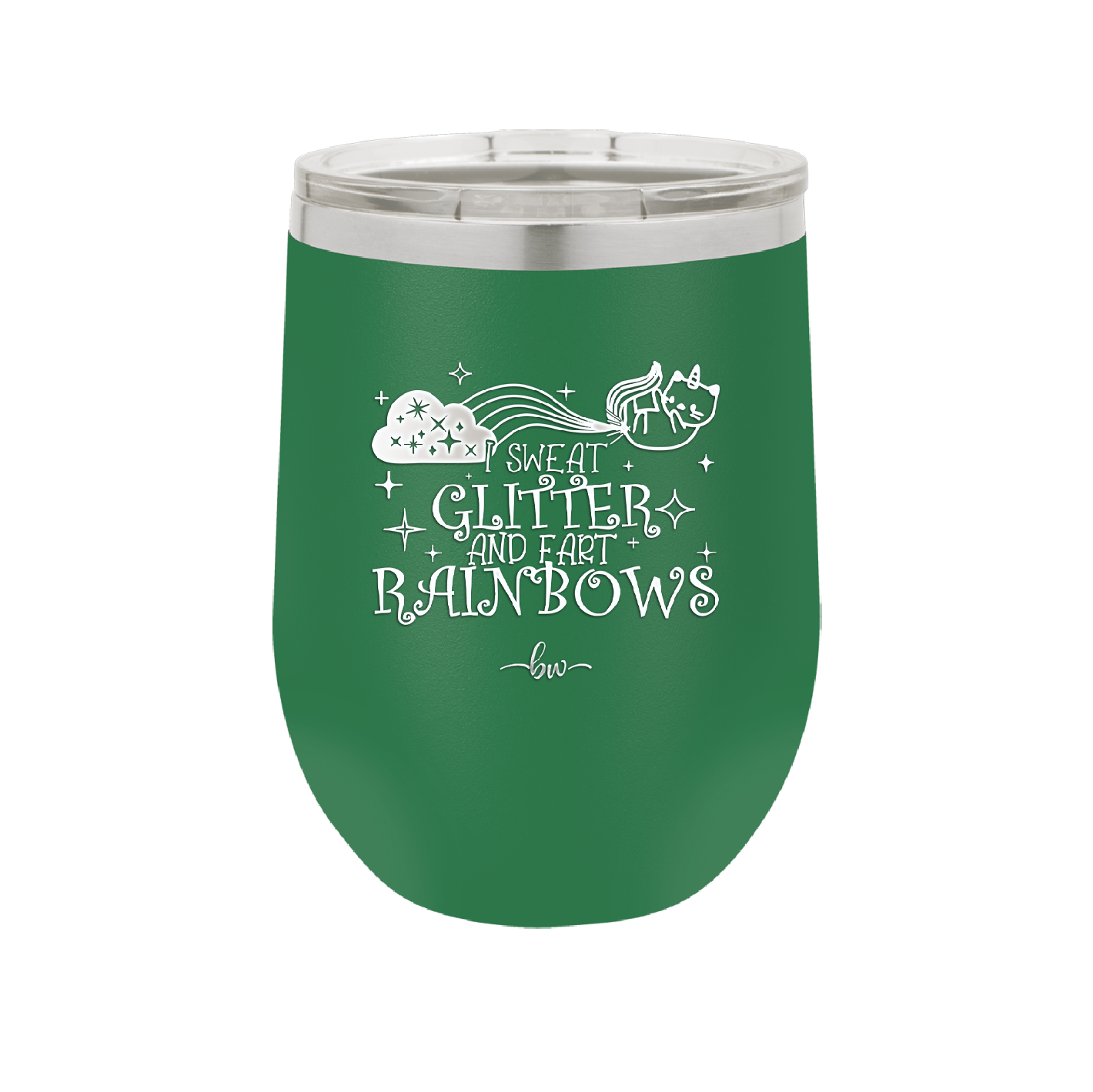 I Sweat Glitter and Fart Rainbows Cat - Laser Engraved Stainless Steel Drinkware - 2397 -