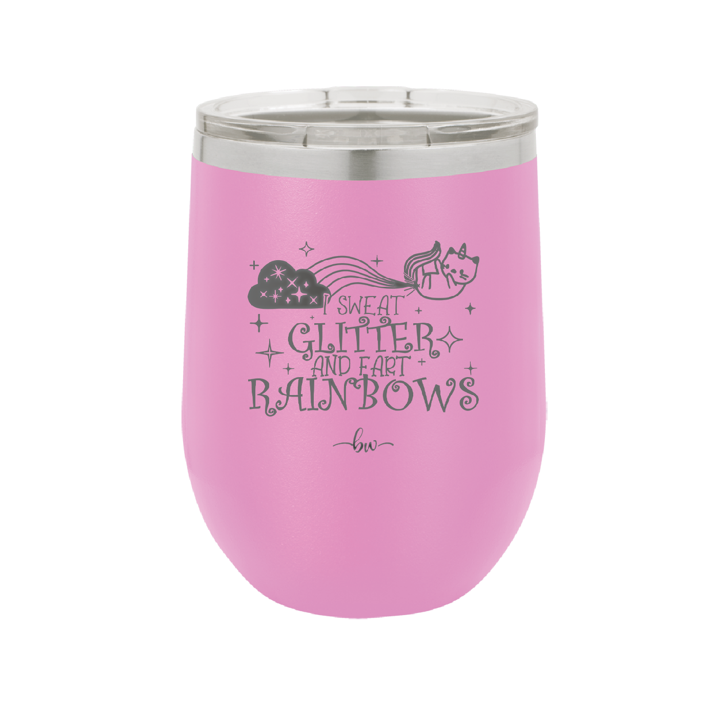 I Sweat Glitter and Fart Rainbows Cat - Laser Engraved Stainless Steel Drinkware - 2397 -