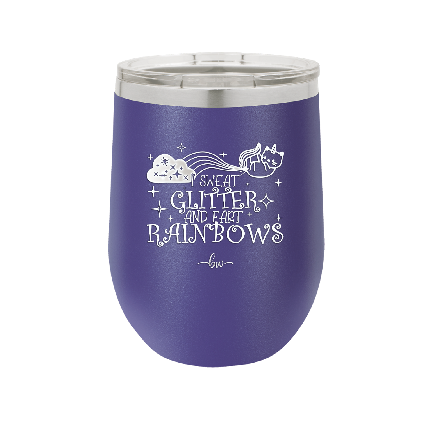 I Sweat Glitter and Fart Rainbows Cat - Laser Engraved Stainless Steel Drinkware - 2397 -