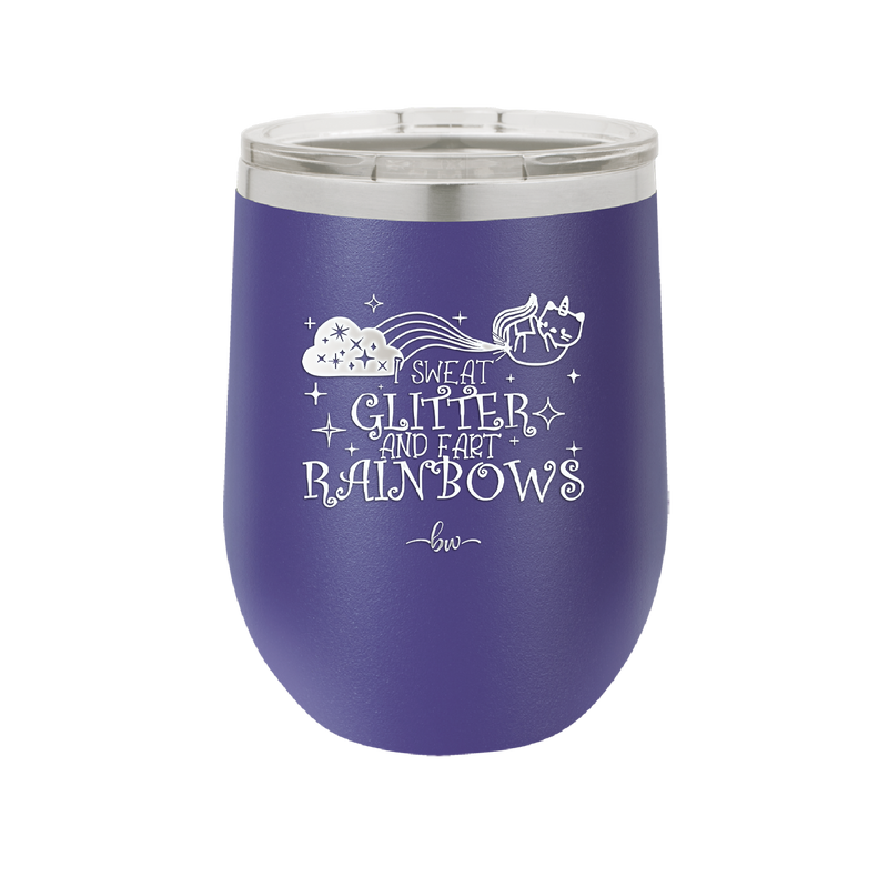 I Sweat Glitter and Fart Rainbows Cat - Laser Engraved Stainless Steel Drinkware - 2397 -