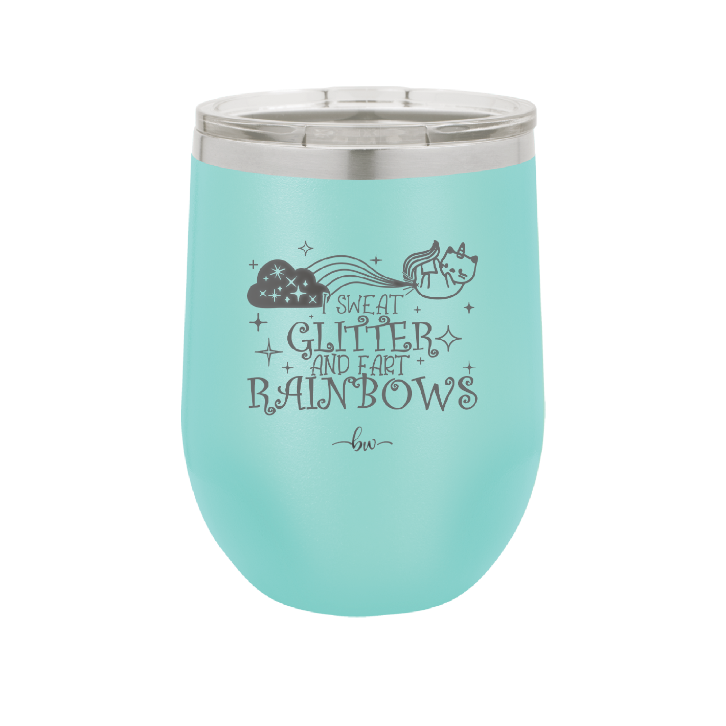 I Sweat Glitter and Fart Rainbows Cat - Laser Engraved Stainless Steel Drinkware - 2397 -