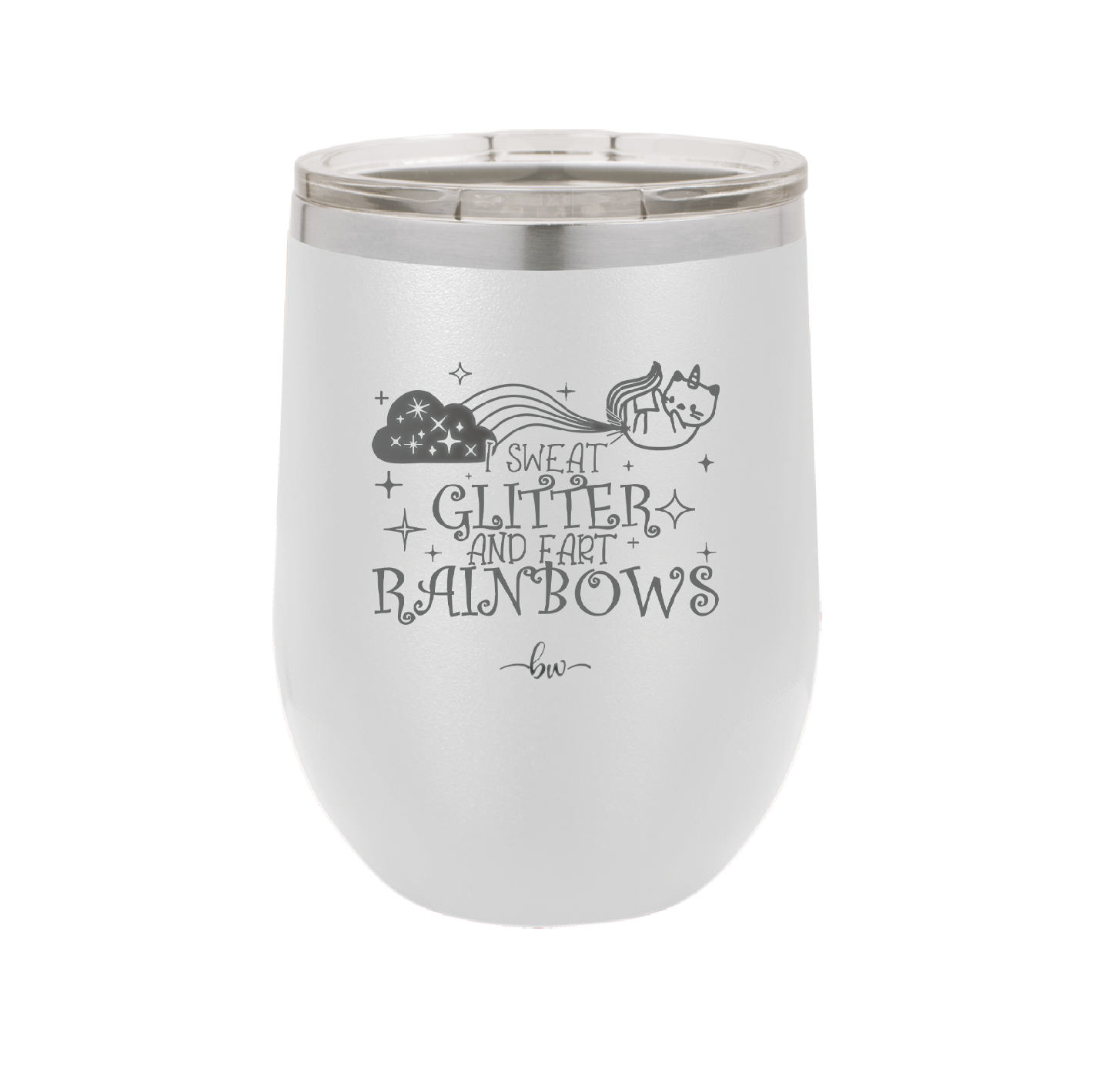 I Sweat Glitter and Fart Rainbows Cat - Laser Engraved Stainless Steel Drinkware - 2397 -