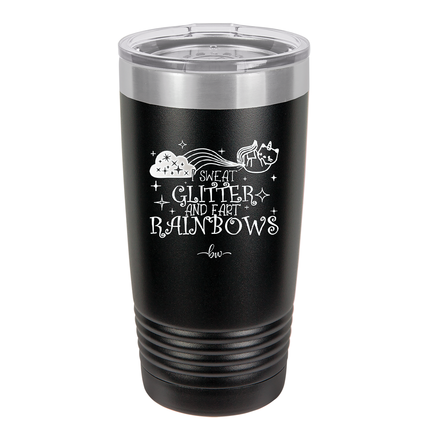 I Sweat Glitter and Fart Rainbows Cat - Laser Engraved Stainless Steel Drinkware - 2397 -