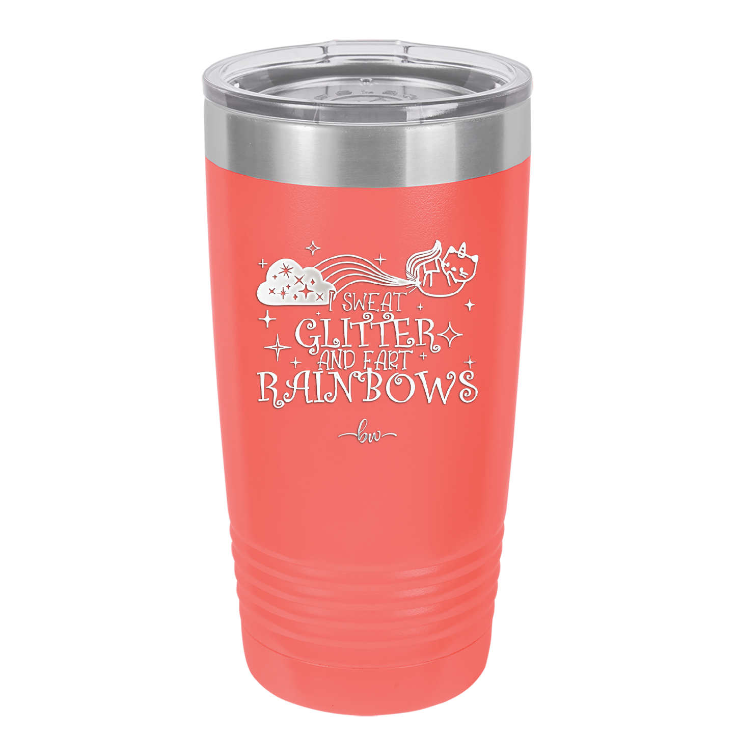 I Sweat Glitter and Fart Rainbows Cat - Laser Engraved Stainless Steel Drinkware - 2397 -