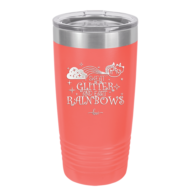 I Sweat Glitter and Fart Rainbows Cat - Laser Engraved Stainless Steel Drinkware - 2397 -