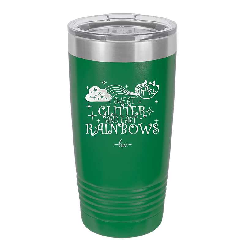 I Sweat Glitter and Fart Rainbows Cat - Laser Engraved Stainless Steel Drinkware - 2397 -