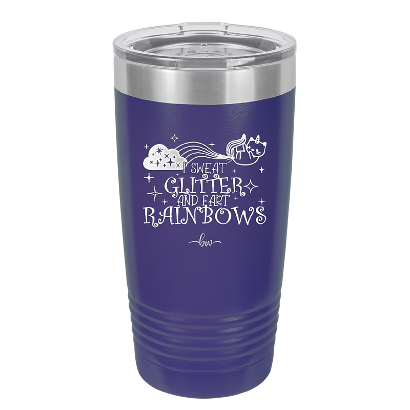 I Sweat Glitter and Fart Rainbows Cat - Laser Engraved Stainless Steel Drinkware - 2397 -
