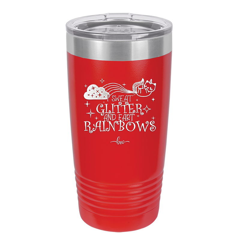 I Sweat Glitter and Fart Rainbows Cat - Laser Engraved Stainless Steel Drinkware - 2397 -