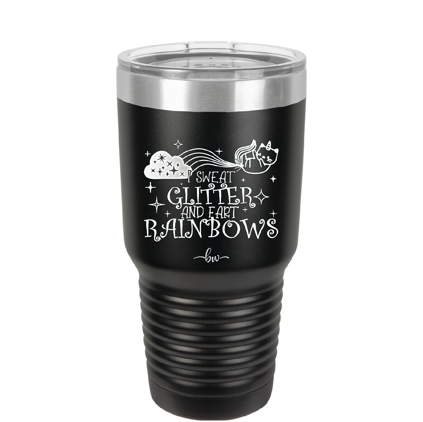 I Sweat Glitter and Fart Rainbows Cat - Laser Engraved Stainless Steel Drinkware - 2397 -