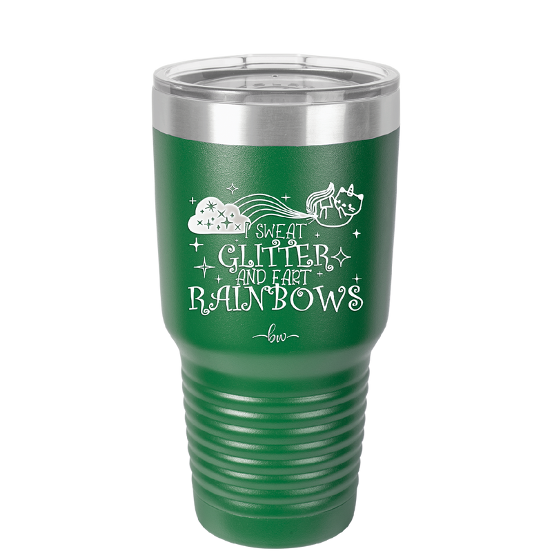 I Sweat Glitter and Fart Rainbows Cat - Laser Engraved Stainless Steel Drinkware - 2397 -