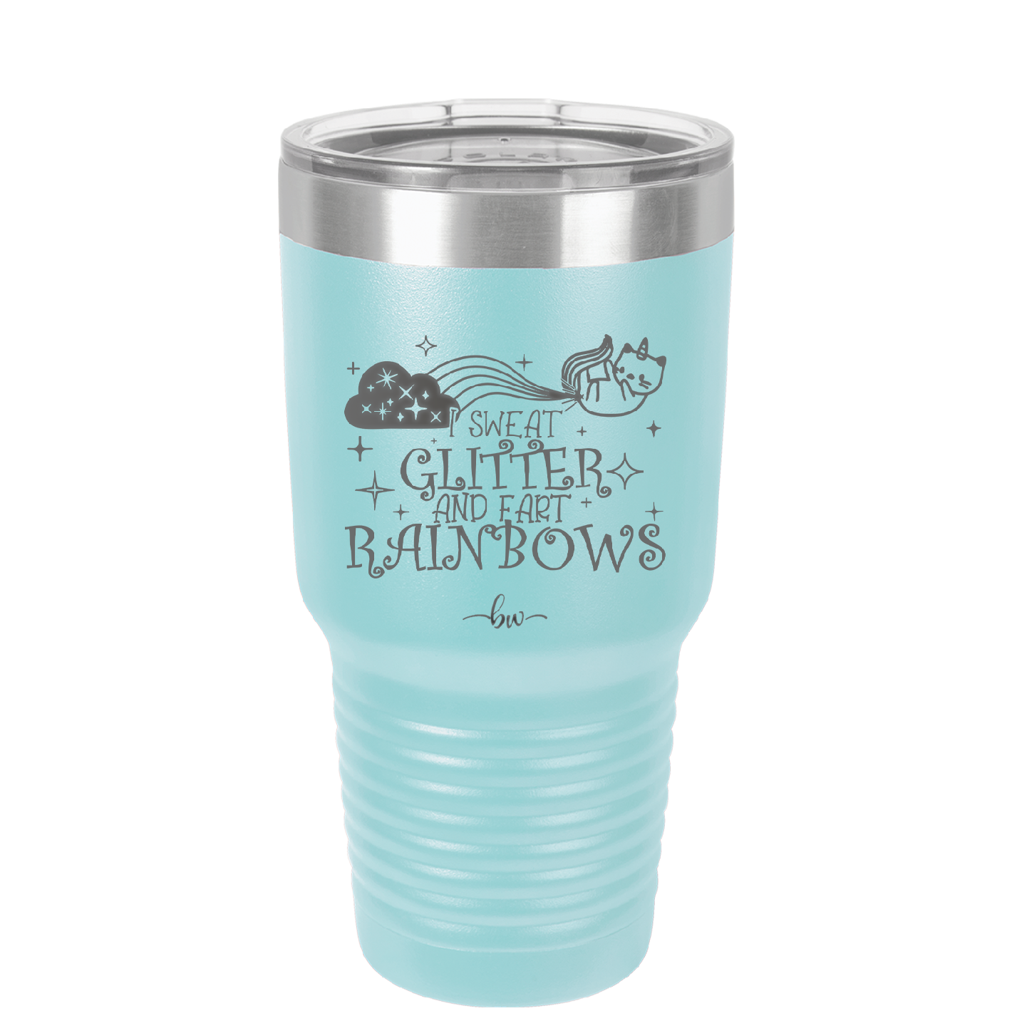 I Sweat Glitter and Fart Rainbows Cat - Laser Engraved Stainless Steel Drinkware - 2397 -