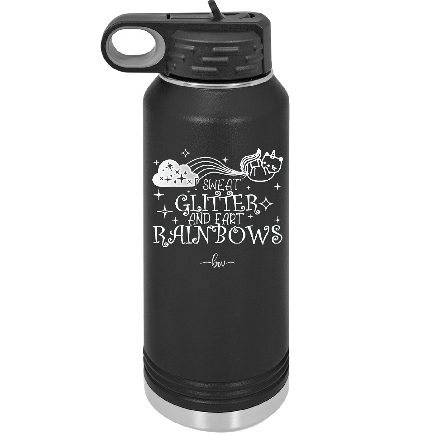 I Sweat Glitter and Fart Rainbows Cat - Laser Engraved Stainless Steel Drinkware - 2397 -