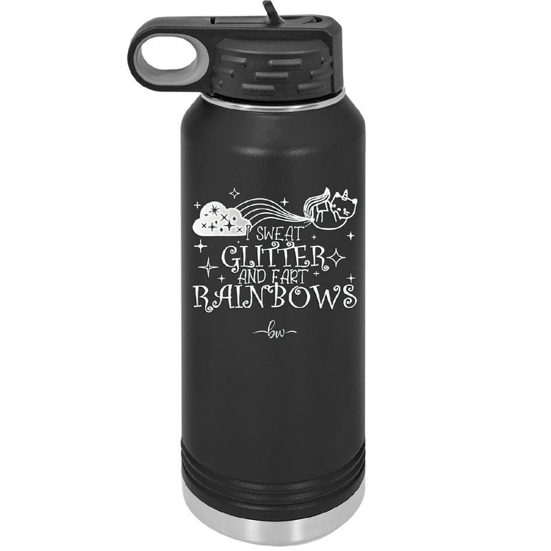 I Sweat Glitter and Fart Rainbows Cat - Laser Engraved Stainless Steel Drinkware - 2397 -