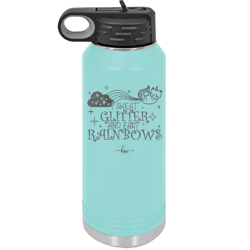 I Sweat Glitter and Fart Rainbows Cat - Laser Engraved Stainless Steel Drinkware - 2397 -